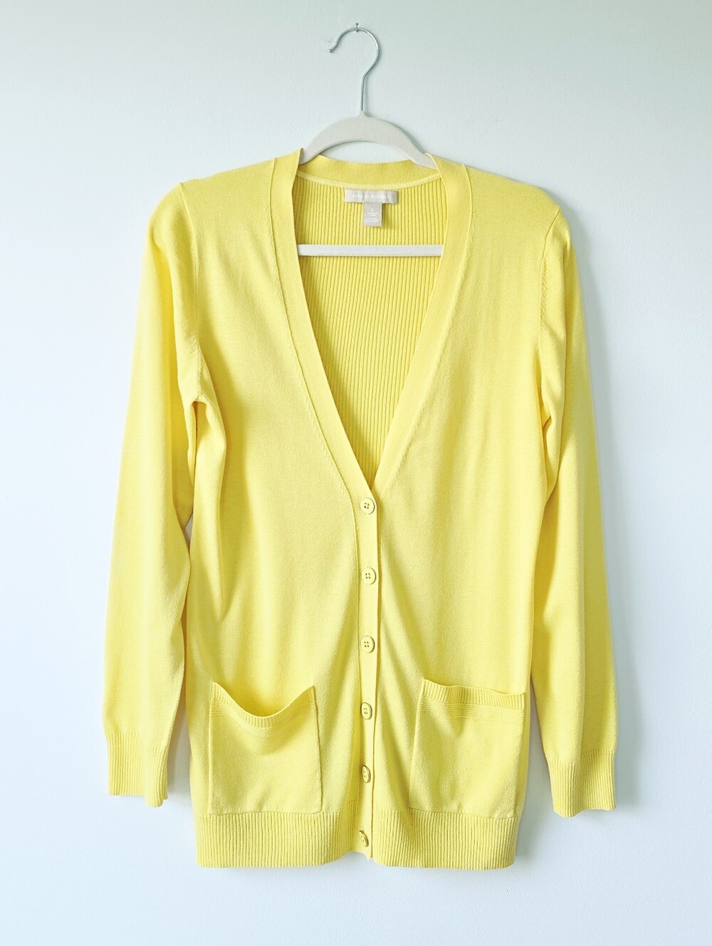 Banana Republic Bright Yellow V-Neck Button Cardigan